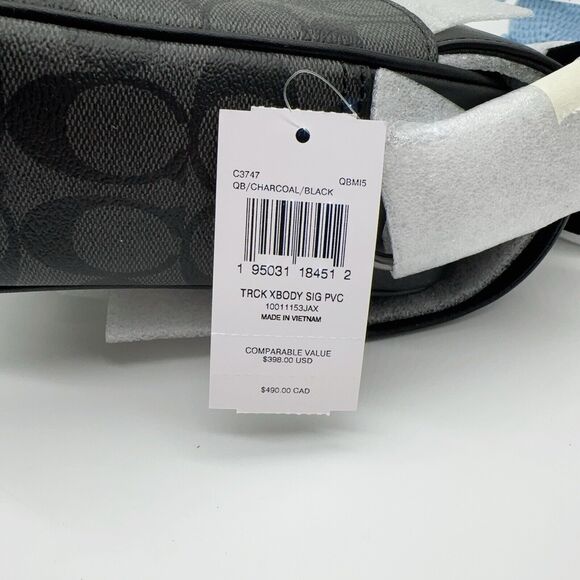 Coach C3747 Track Crossbody Bag In Signature Canvas Messenger Men’s NWT Org $490 - Picture 6 of 14